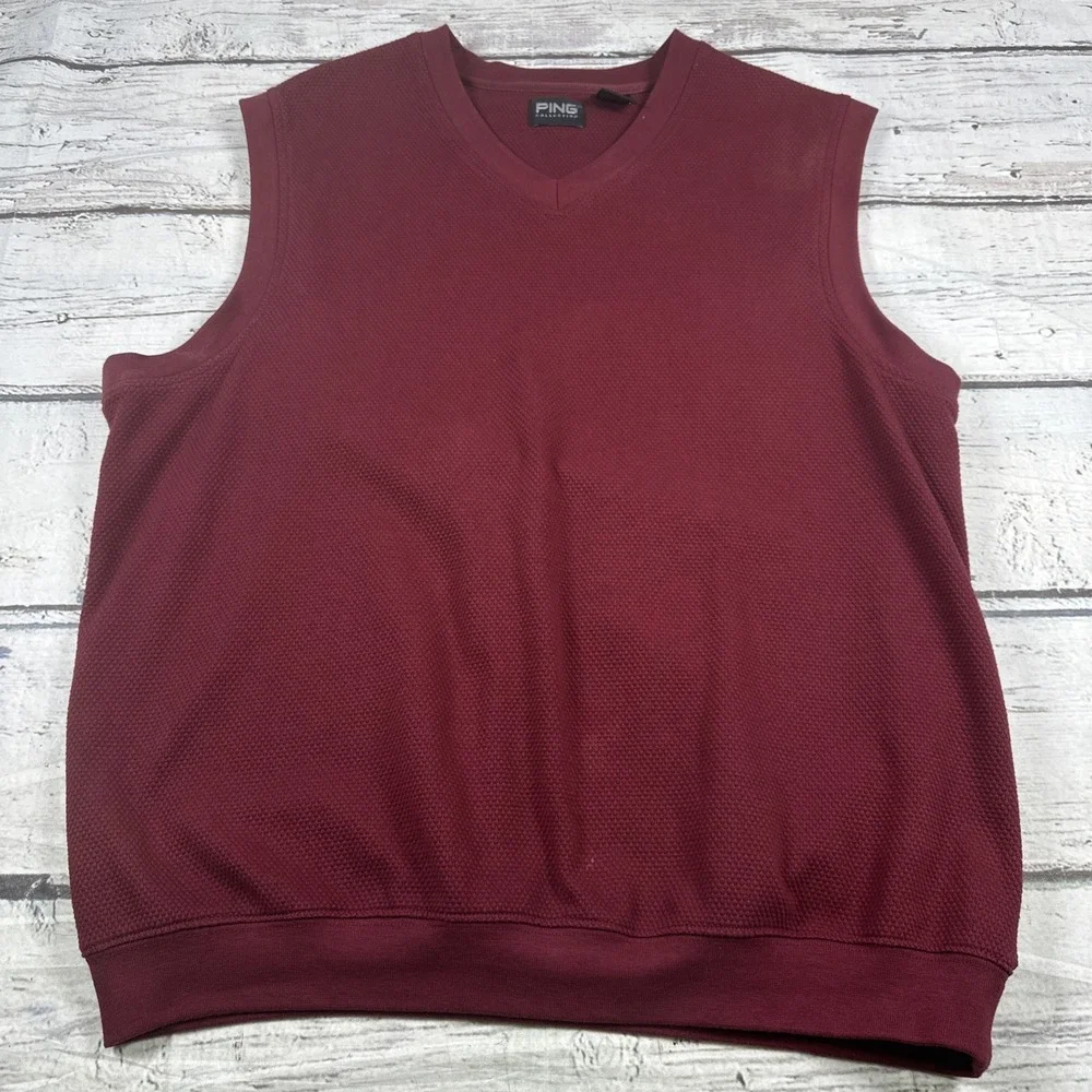 Ping Collection Men's L Maroon Golf Vest Pullover